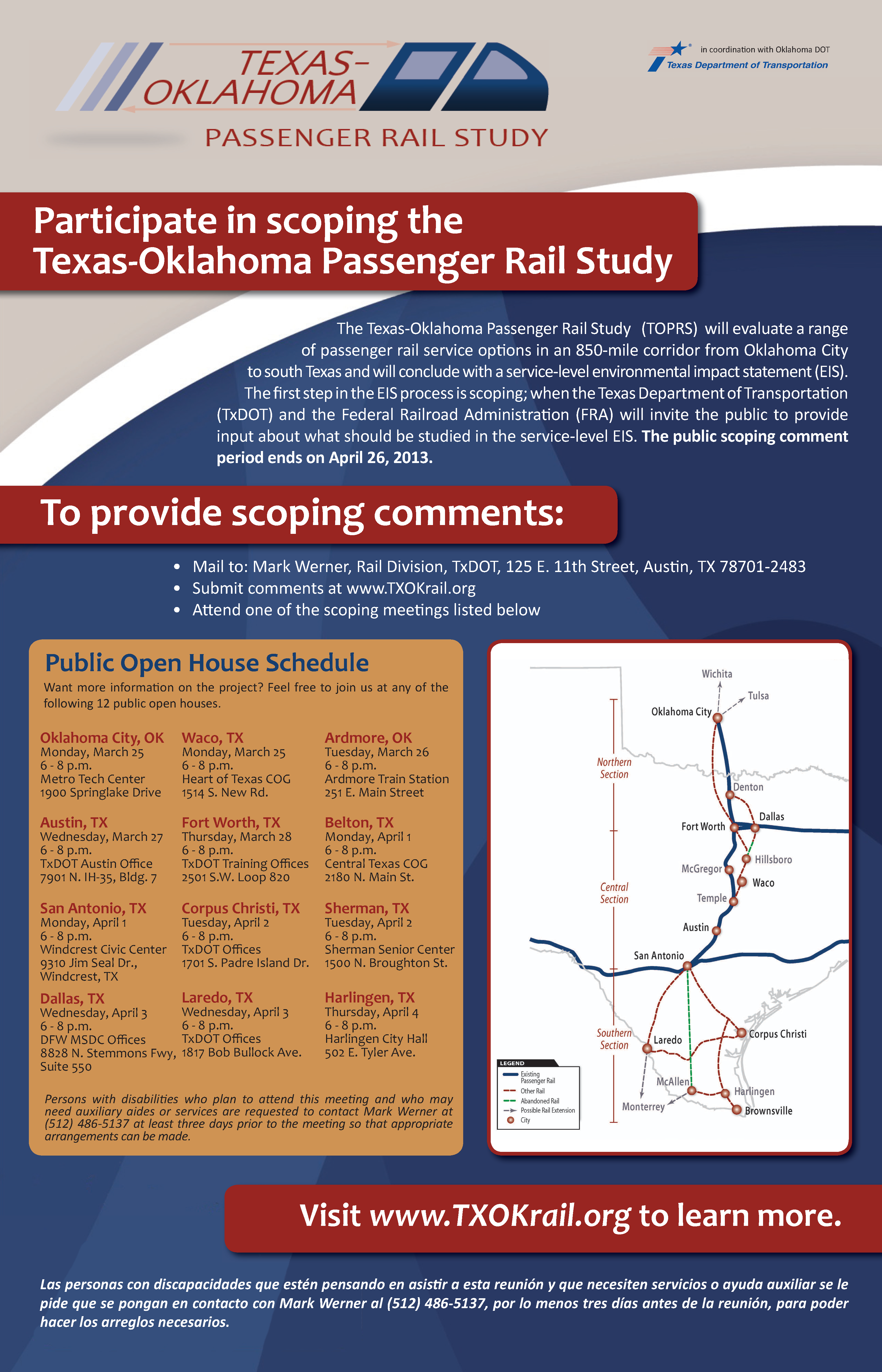 Texas Oklahoma Corridor Commuter Rail Railway Public House Oklahoma City Dallas