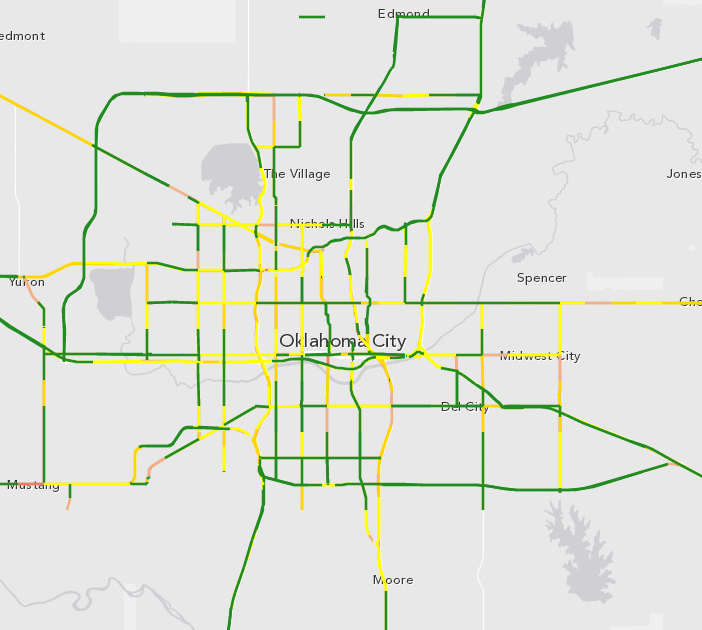 TTI Travel Time Index Transportation Central Oklahoma Congestion